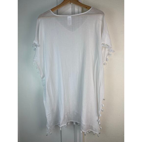 Sea Folly Australia Women's OS White Tassel Gauzy Swim Cover-Up - Picture 3 of 6